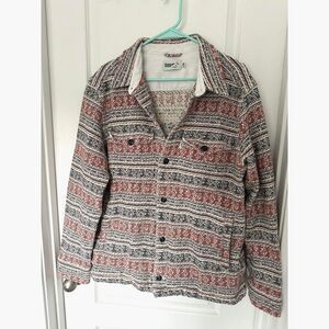 Wellen Southwestern Pattern Button Up Jacket XL Red Cream Black